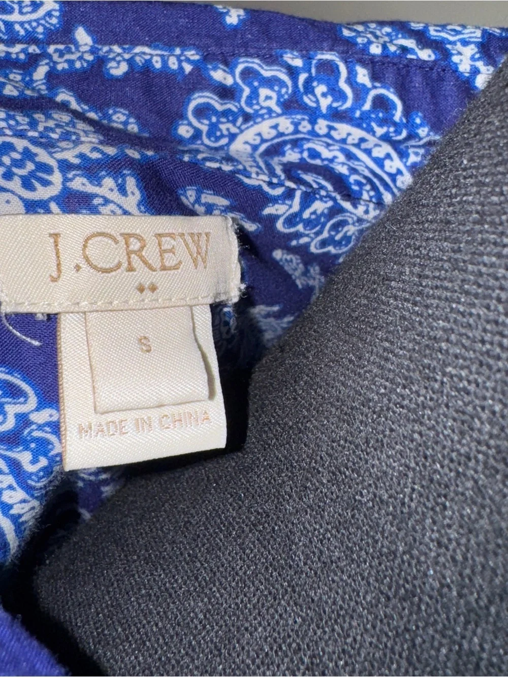 J Crew Paisley V-Neck Cotton Boho Tunic Top Blue Size S